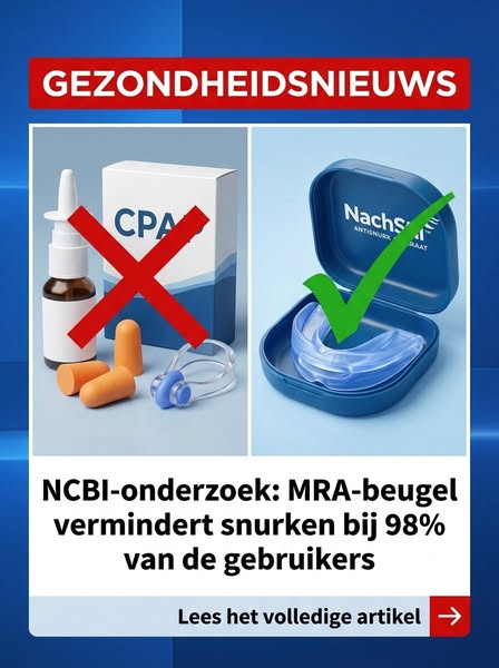 NCBI-onderzoek: MRA-beugel vermindert snurken bij 98% van de gebruikers