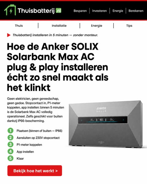 Thuisbatterij installeren in 5 minuten — zonder monteur.