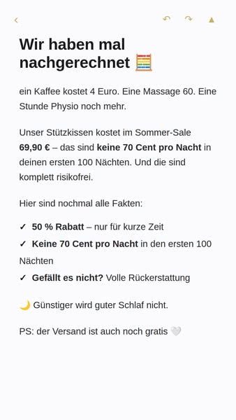 JETZT -50 % auf das CuroSleep Stützkissen 4,7 aus 12.750+ Bewertungen