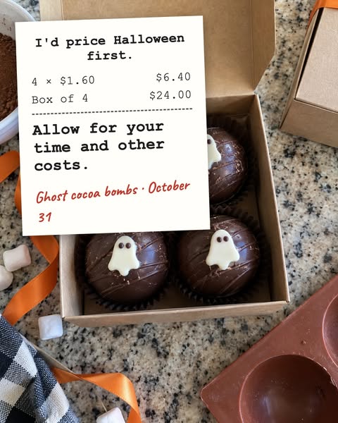 Four ghosts. $6.40 to make. $24 a box.