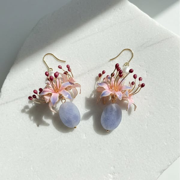 Lavender Floral Drop Earrings
