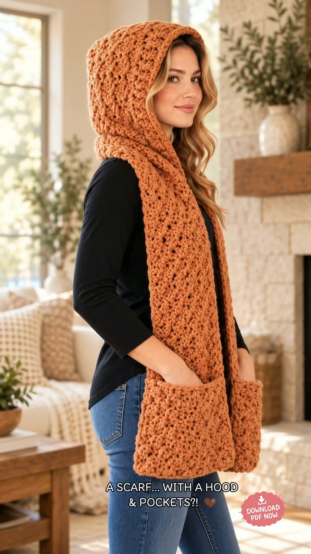 A Scarf + Hood + Pockets?! Crochet Your Own!