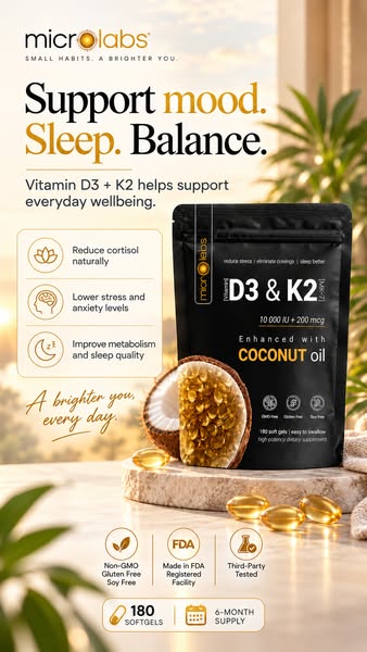Lower Stress & Anxiety with Vitamin D3 + K2