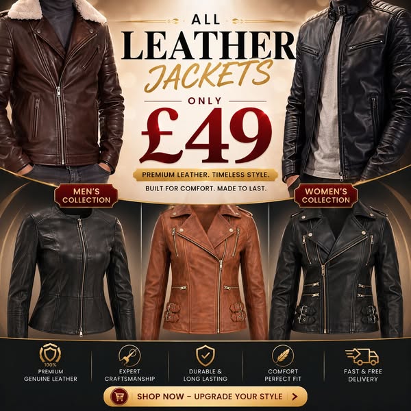 £49 Leather Jackets + Free Delivery