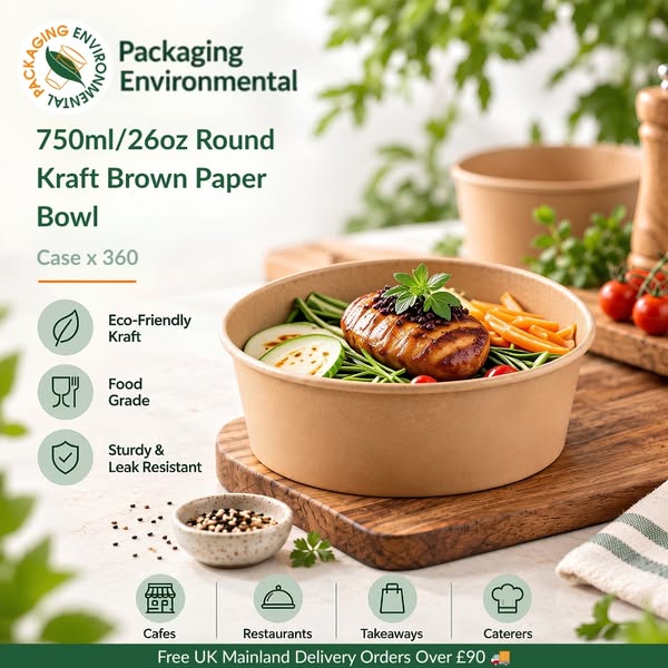 32oz Brown Round Paper Bowl | Case x 360