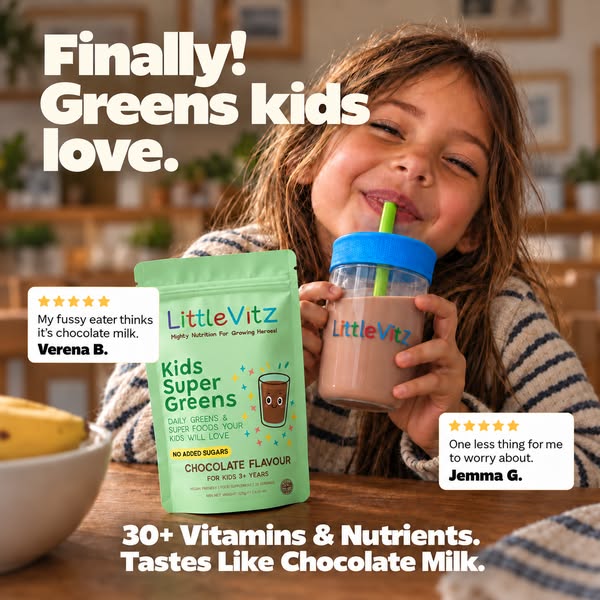 Kids Super Greens Powder | Chocolate | No Added Sugar | LittleVitz