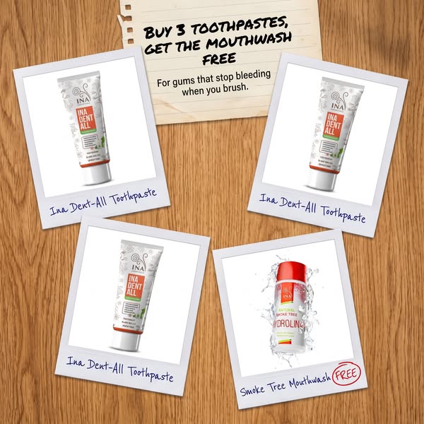 Buy 3 Dent-All toothpastes, get the mouthwash free