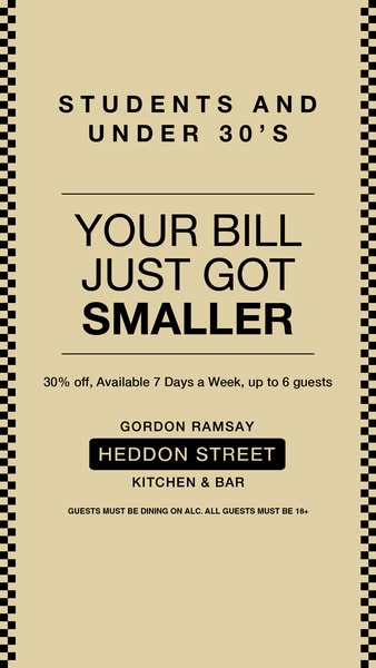 30% off for under 30s at Heddon Street Kitchen.
