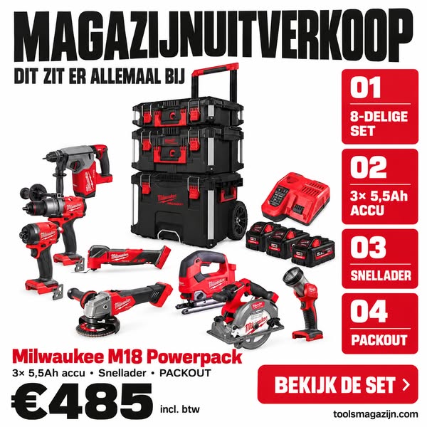 Milwaukee M18 Powerpack voor €485