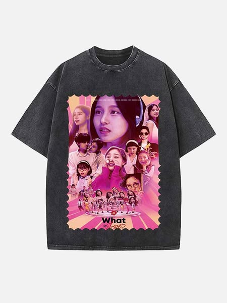 TWICE Print Round Neck T-shirt Black-S