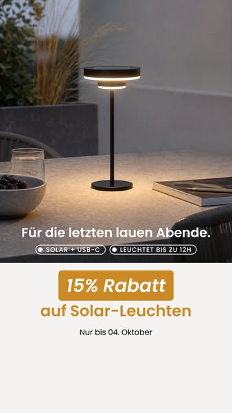 15% auf alle Solar-Leuchten