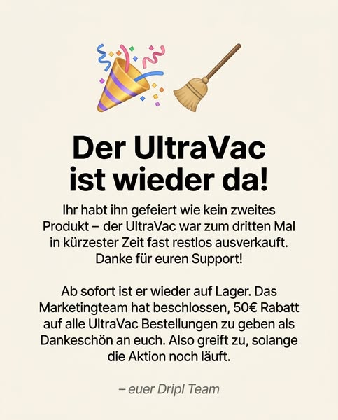 50€ Rabatt auf den Dripl UltraVac