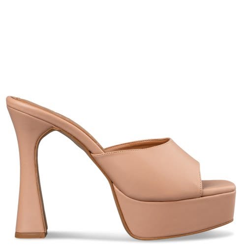 Envie Shoes Γυναικεία Platform Heel Mules Μπεζ Συνθετικό Δέρμα