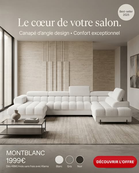 Canapé XXL Montblanc – Panoramique, Convertible et Coffre de Rangement