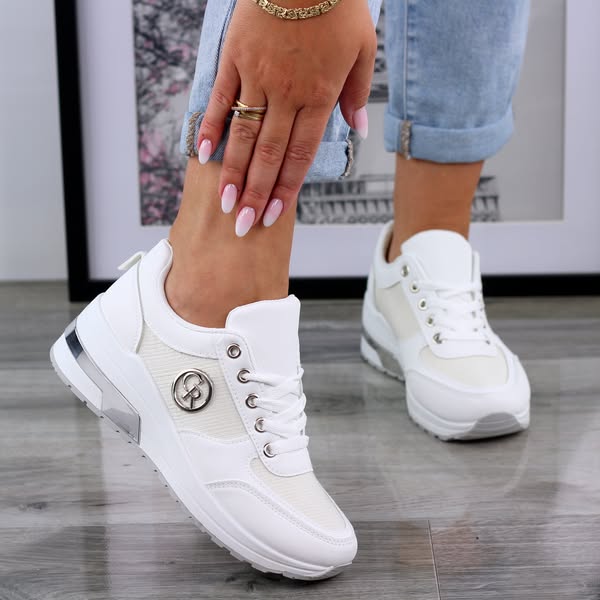 Białe sneakersy damskie na grubej podeszwie Beniko