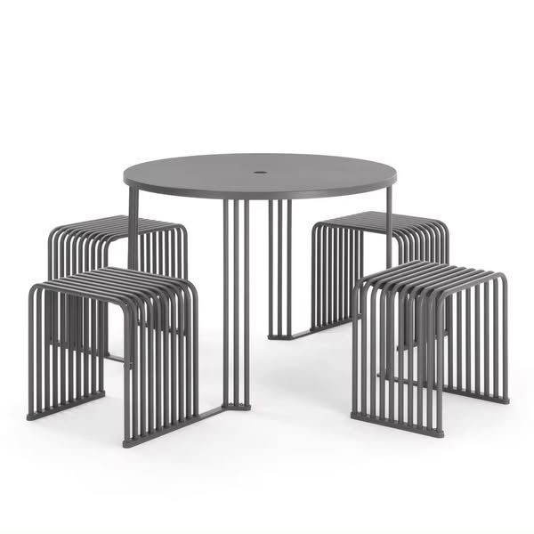 Factory Sales Outdoor Furniture Cafe Metal 6ft 8ft Commercial Picnic Dining Table With Bench Chair Restaurant Steel
