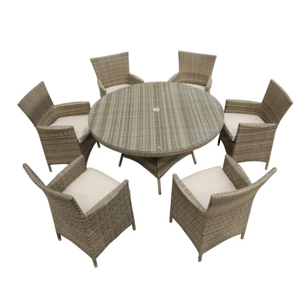 Cambridge 6 Seat Dining Set with Round Table Natural