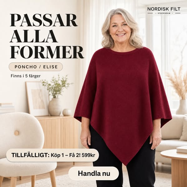 Nordisk Filt™ – Elise stickad Poncho (Köp 1 - Få 2)