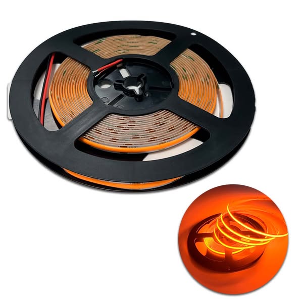 Cob led strip 12v | 5m | 8mm | orange | 9w/m | ip20