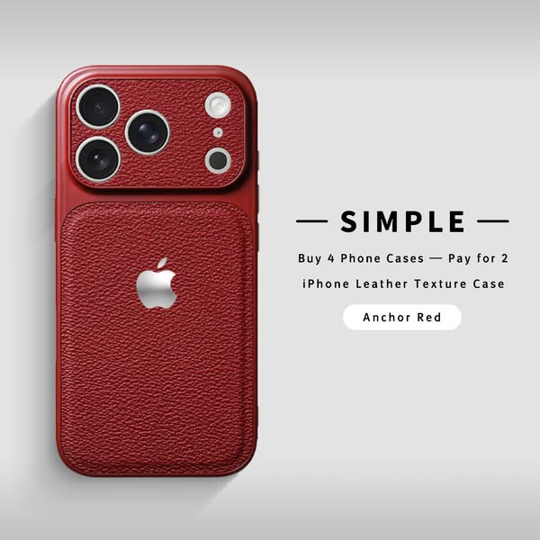 Anchor Red | iPhone Lychee Texture Leather Case