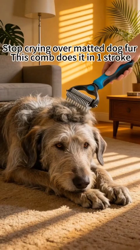 Double-Sided Pet Grooming Brush – Hurtless Shedding & Dematting Undercoat Rake for Dogs and Cats