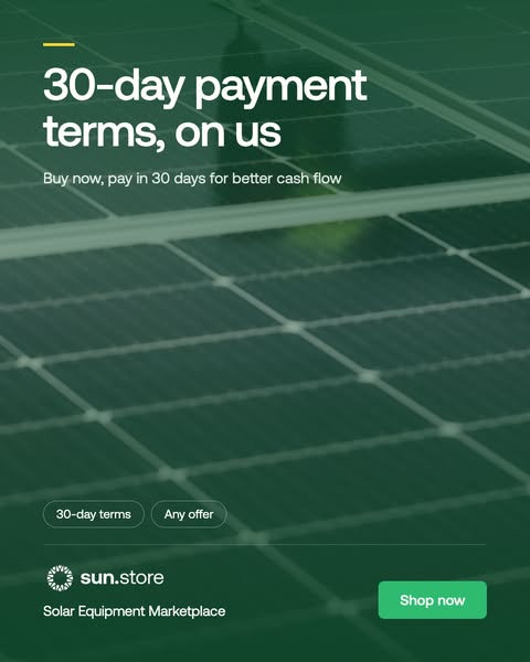 Solar equipment, buy now pay later