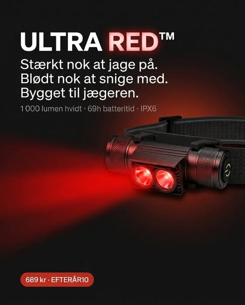 1.000 lumen. Op til 69 timer.
