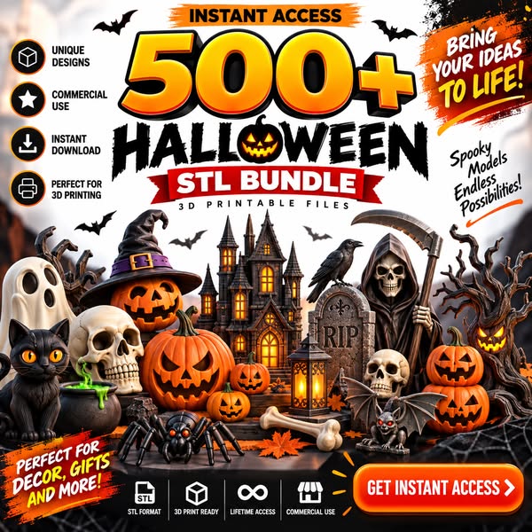 500+ Halloween STL Bundle for just $8.89