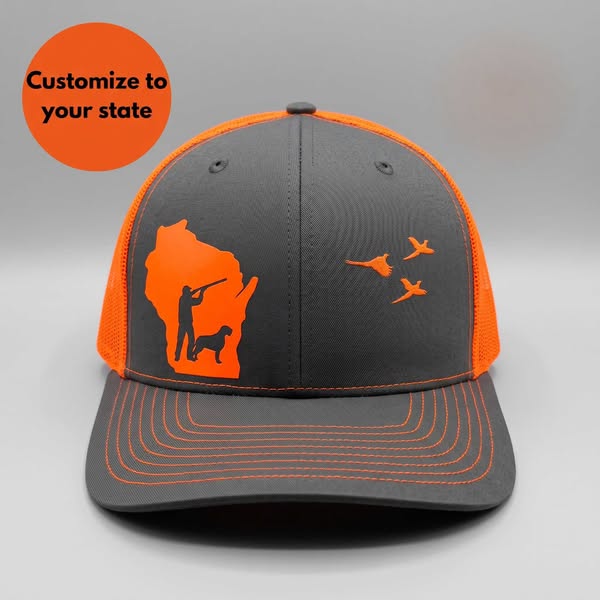 Custom Pheasant Hunting Snapback Hat with Your Choice of Dog and State