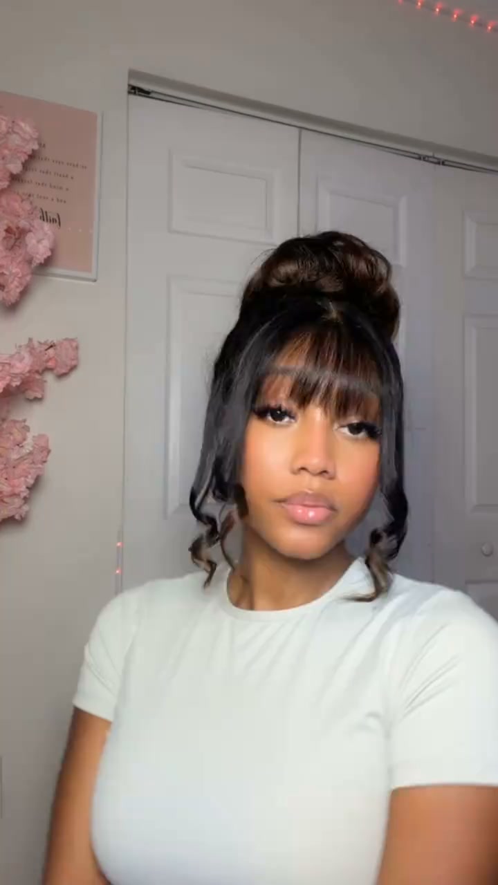 Layered Cut Glueless Bang Wig Chestnut Brown Ombre Straight Pre-cut Lace Wear Go Glueless Wig Human Hair - CurlyMe Hair
