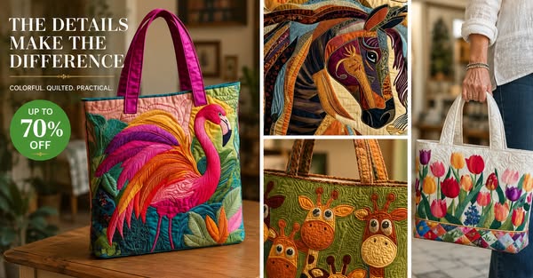 Hand-Quilted Totes, Last Pieces
