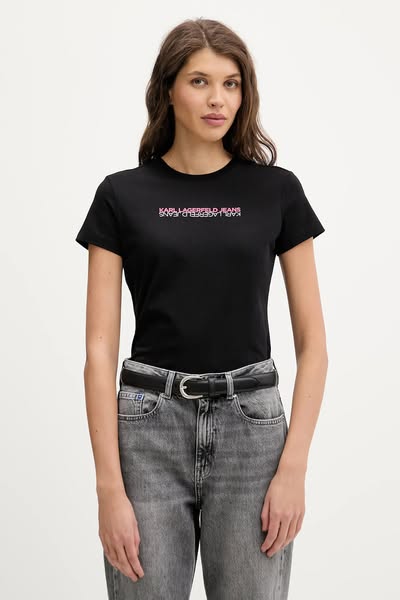 Karl Lagerfeld Slim Fit Reflection Women's T-shirt | Black Black / XL