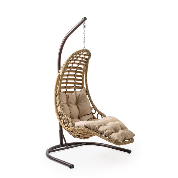 Gowoll Bodrum Gartenschaukel Rattan Hängesessel mit Gestell Hängeschaukel Bodrum