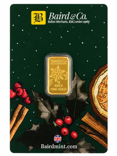 Baird & Co. 1g Christmas Gold Bar, Baird & Co.