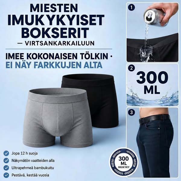 Imukykyiset bokserit virtsankarkailuun