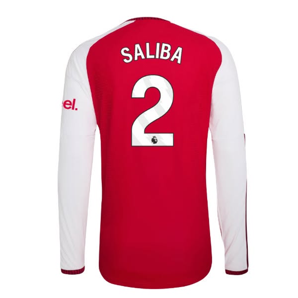 '26-'27 Arsenal Authentic Long Sleeve Home Shirt (Saliba 2) Men's Red Polyester Made By: Adidas