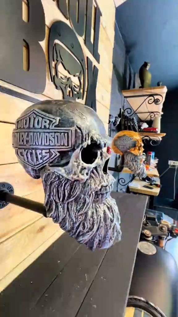 Wall Mounted Motorcycle Skull Helmet Rack