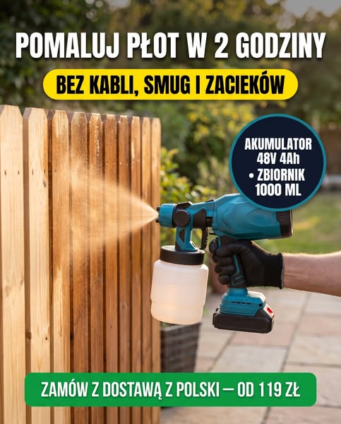 Akumulatorowy Pistolet do Malowania 48V (Zbiornik 1L) [-33%]