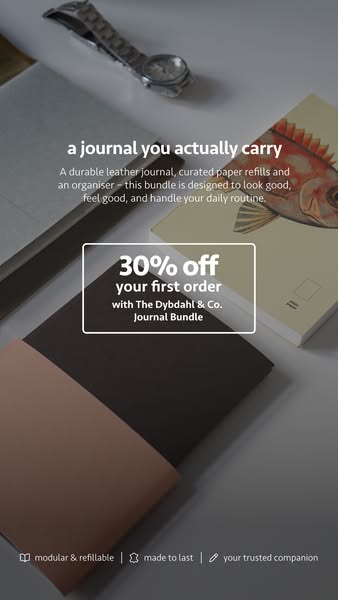 your first journal, 30% off