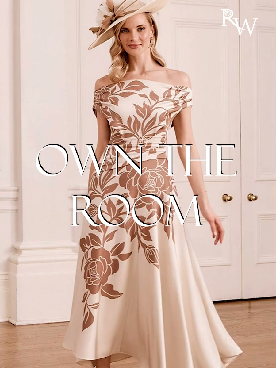 CHOOSE LUXURY WITH THE JOHN CHARLES 66780 MOCHA IVORY A LINE DRESS