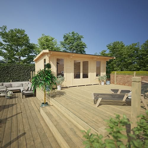 Garden Office - 14'x14' The Procas 44mm Log Cabin - 0% Finance - Buy Now Pay Later - Tiger Sheds
