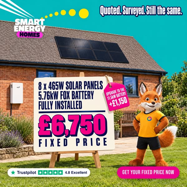 8 panels + battery. £6,750 fixed