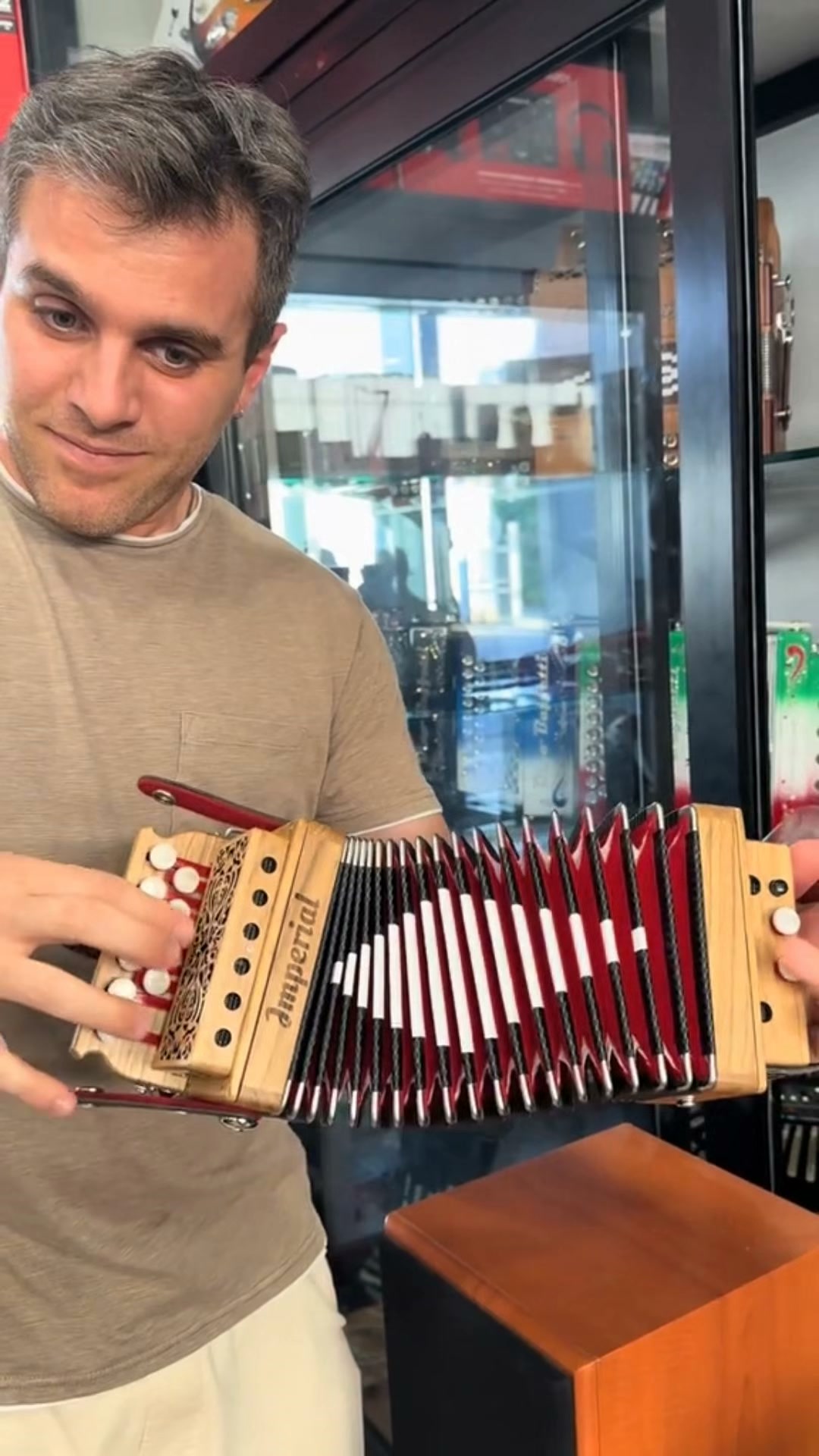 Walnut Organetto – 10-Key Diatonic Accordion, Handmade Reeds, 2 lbs