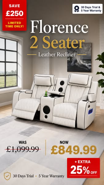 Florence - 2 Seater - Leather Recliner