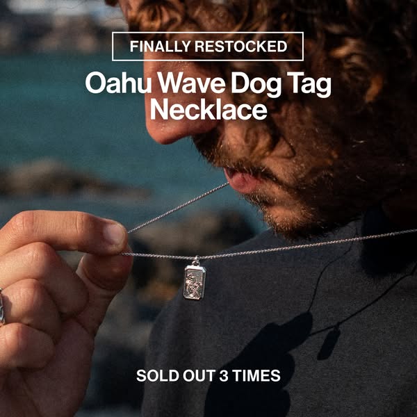 Oahu Wave Dog Tag Necklace
