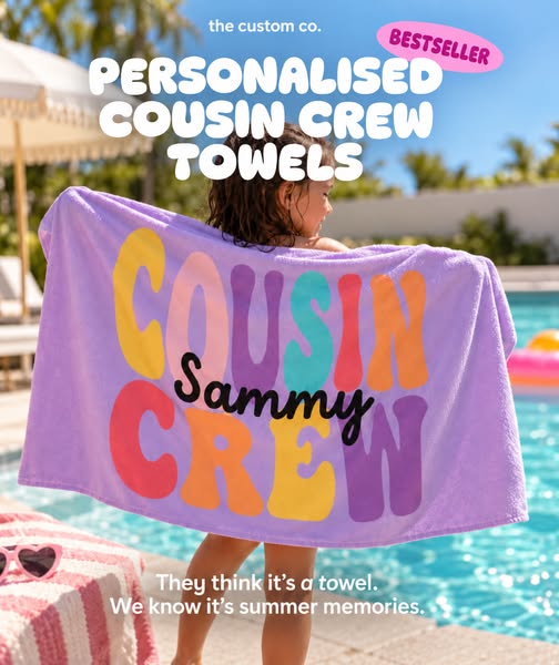 Personalised Cousin Crew Towels