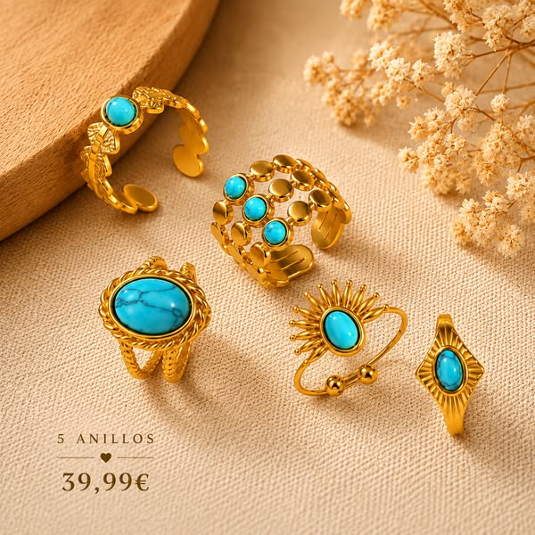 PACK 5 Anillos Turquesa