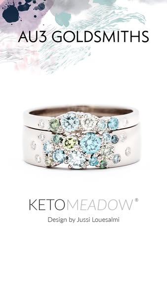 Keto Meadow 6mm ring - Color diamonds Turquoise & Green - diamond ring