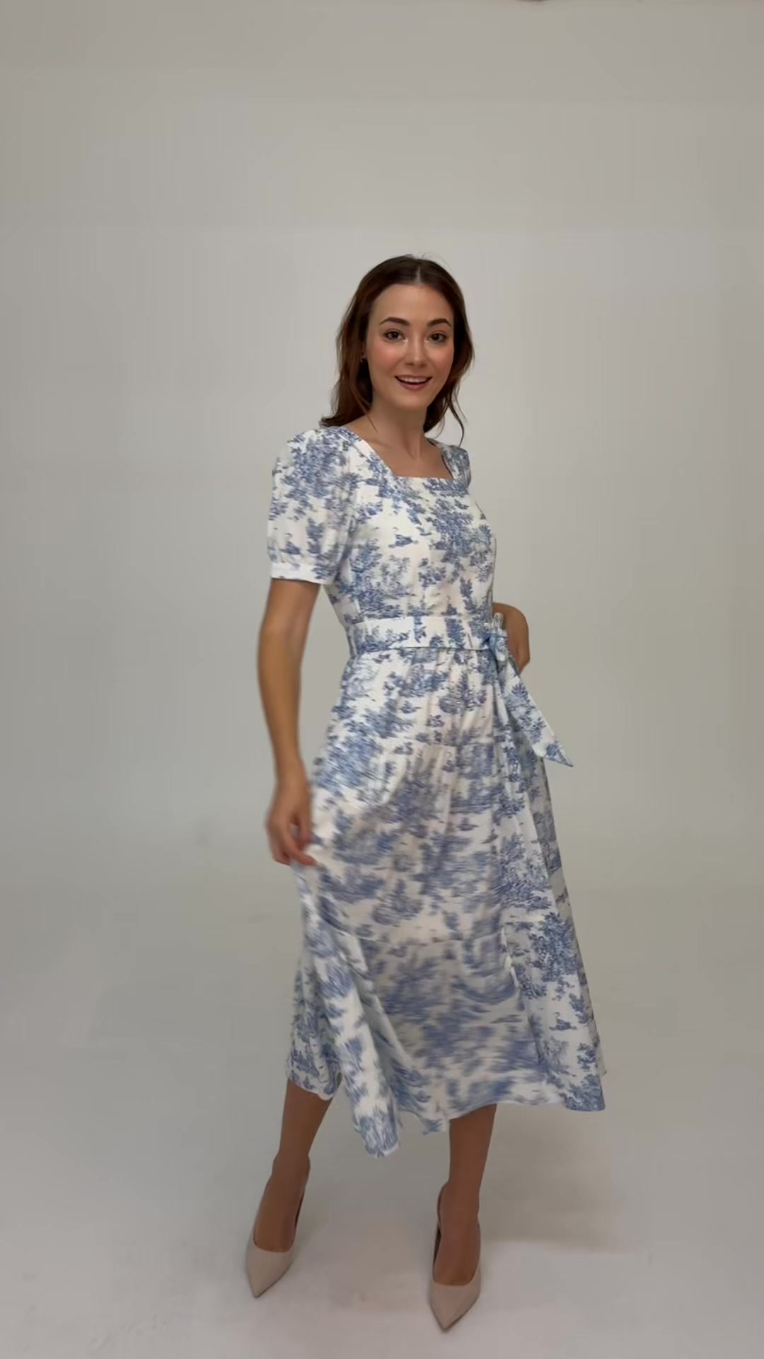 Vintage Blue Toile Nursing Dress