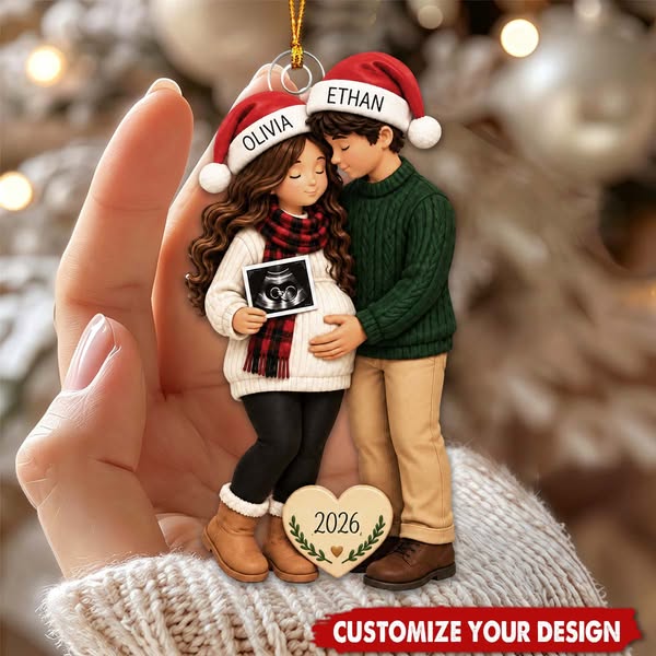 Personalized Pregnancy Christmas Ornament, Expecting Parents Gift